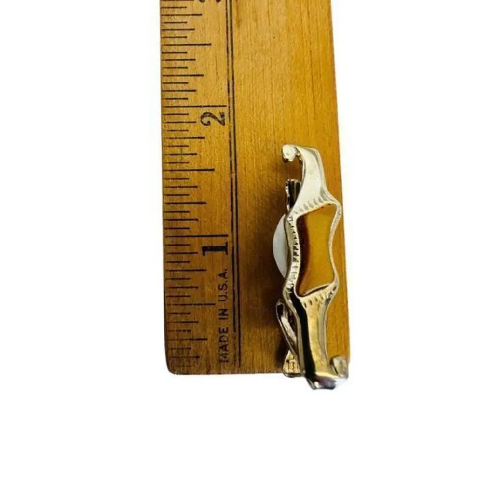 Vintage‎ 1950's Gold Tone Gold Thermoplastic Cuff Link & Matching Tie Bar